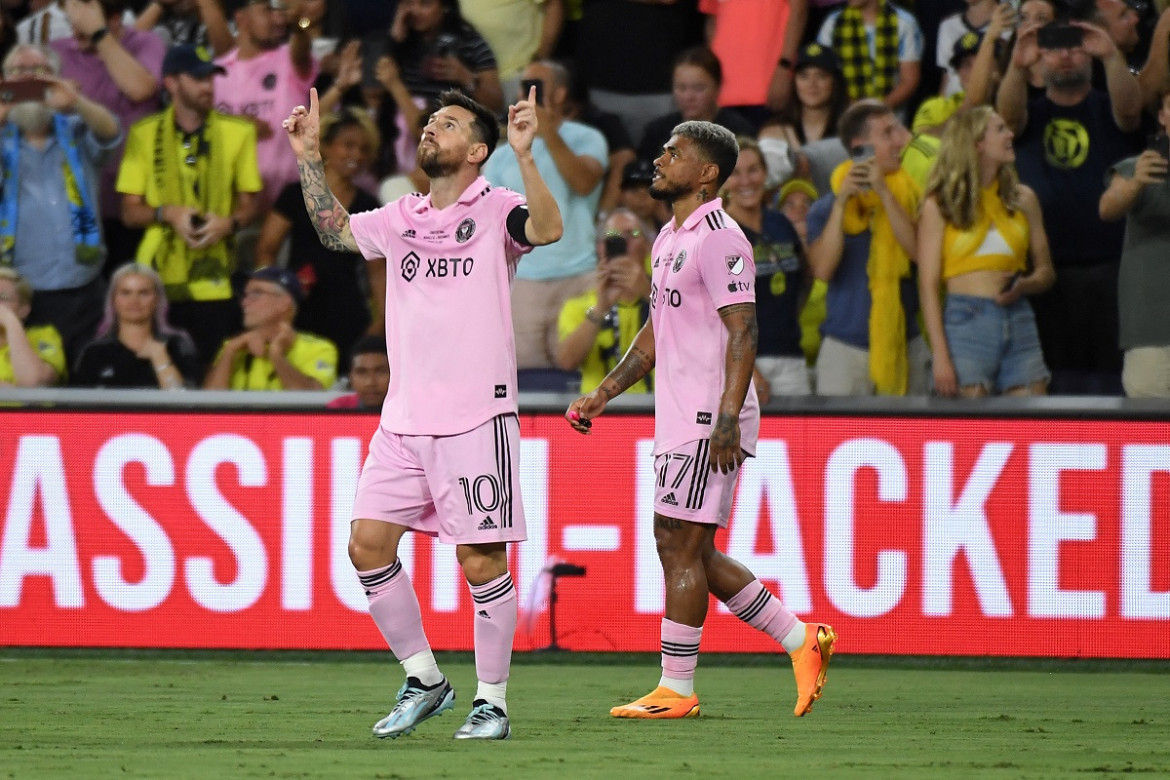 El mítico festejo de Lionel Messi tras su gol a Nashville. Foto: Reuters.